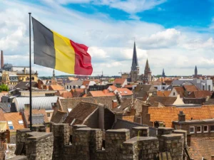 Ciudad en Bélgica con Bandera